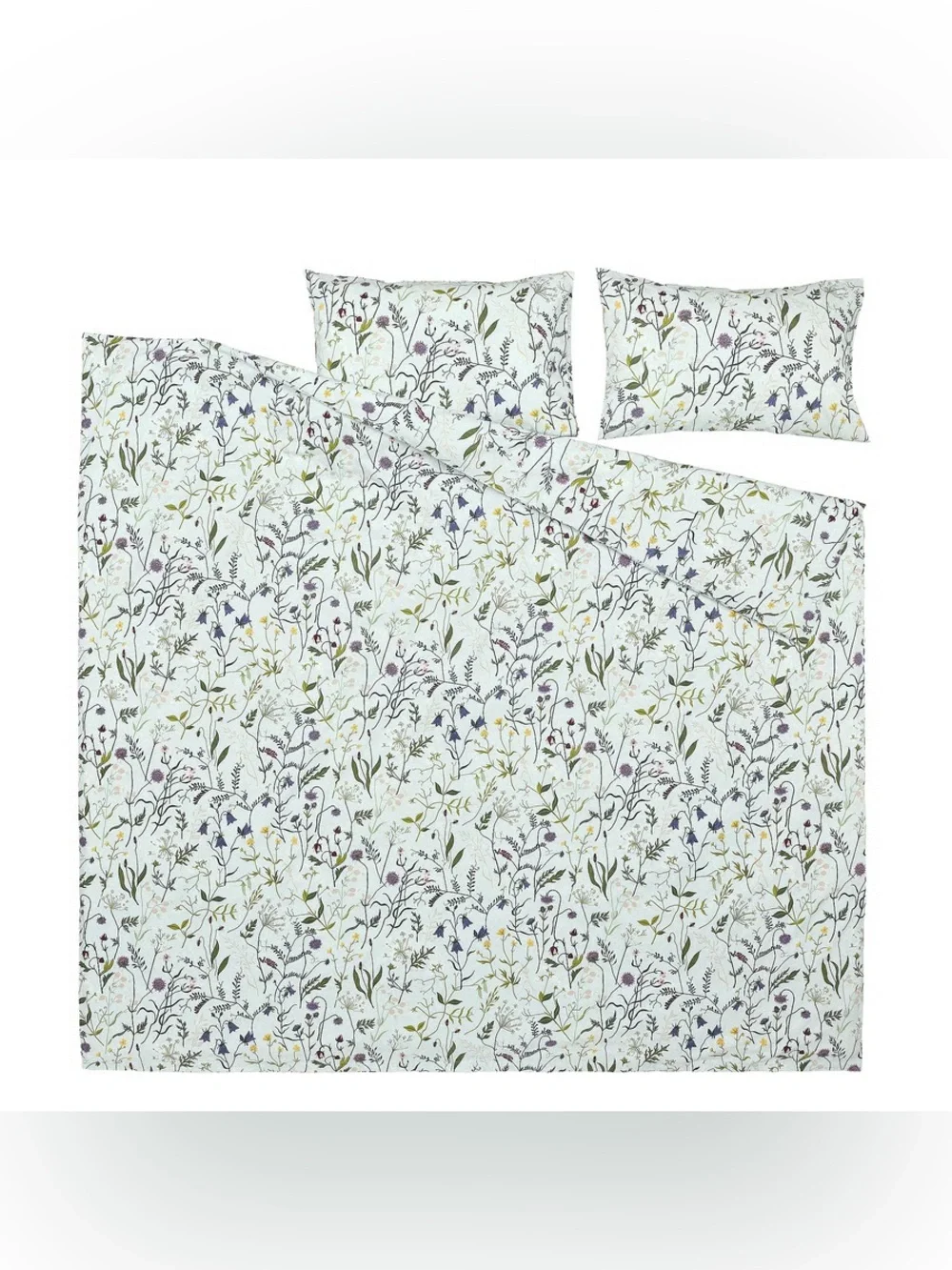 Floral Meadow Cotton Duvet Cover Set in White and Pink